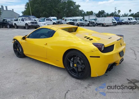 2013 Ferrari 458 Spider из США, поврежденный, VIN ZFF68NHA2D0190694